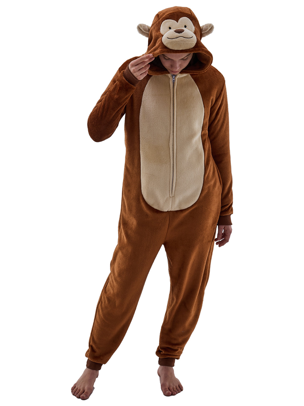 Unisex Adult Onesie Pajamas Monkey Animal One Piece Snug Fit Halloween Costume Sleepwear Homewear