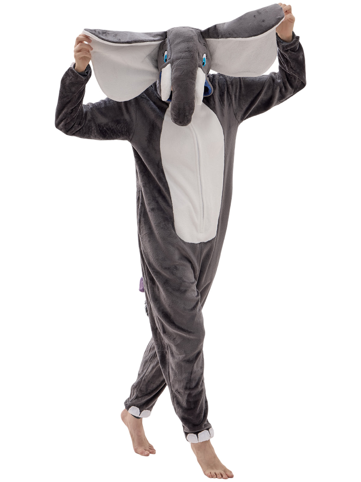 Unisex Adult Onesie Pajamas Elephant Animal One Piece Snug Fit Halloween Costume Sleepwear Homewear