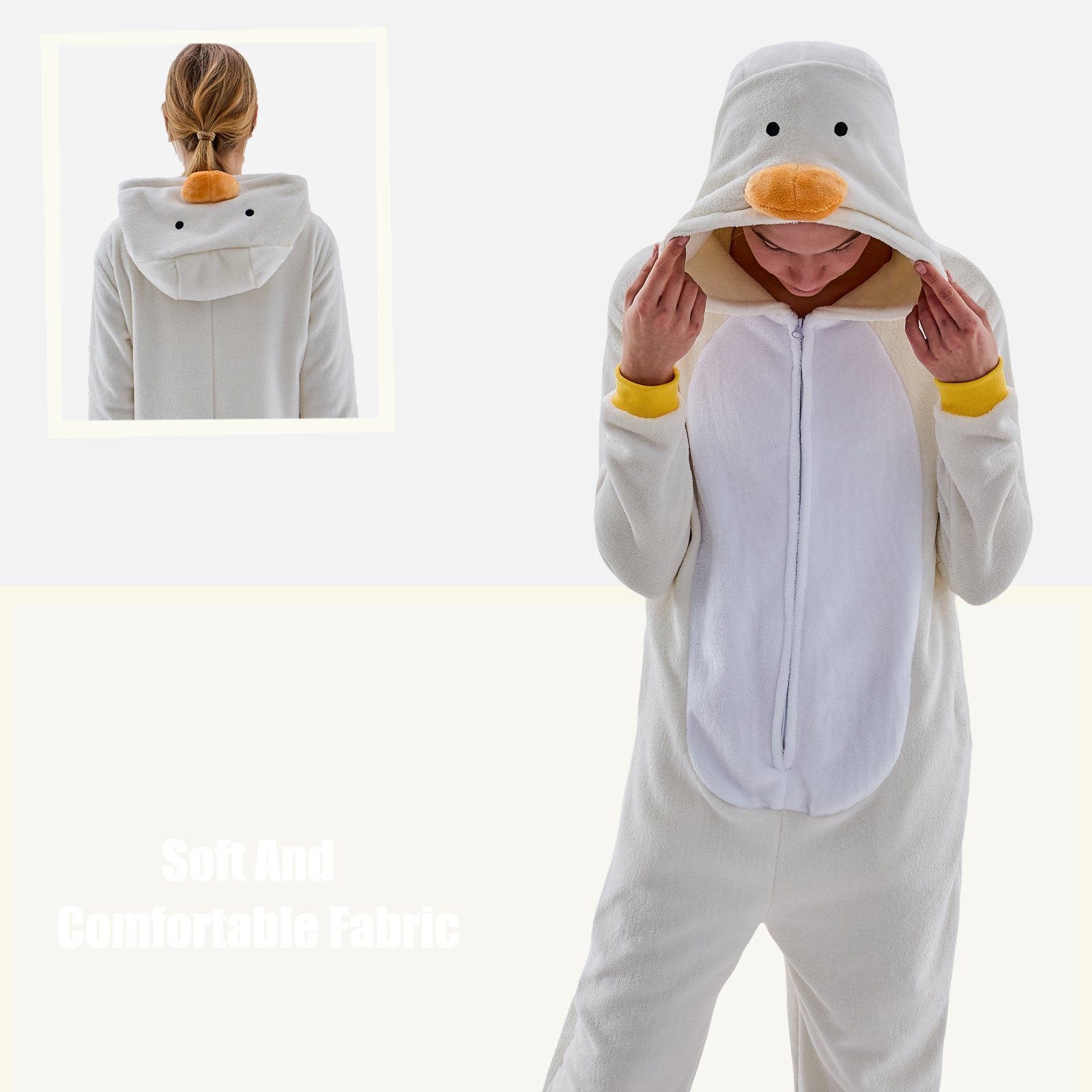 Unisex Adult Onesie Pajamas Duck Animal One Piece Snug Fit Halloween Costume Sleepwear Homewear