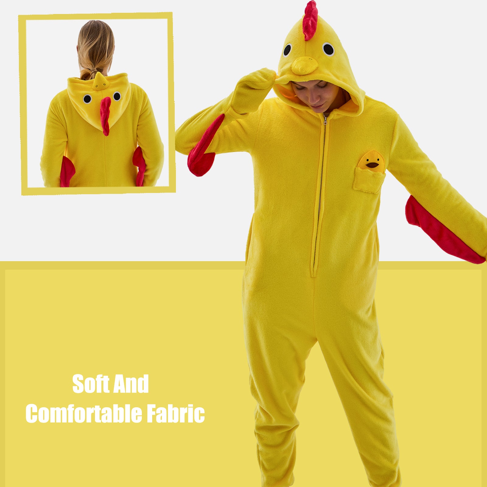 Unisex Adult Onesie Pajamas Chicken Animal One Piece Snug Fit Halloween Costume Sleepwear Homewear