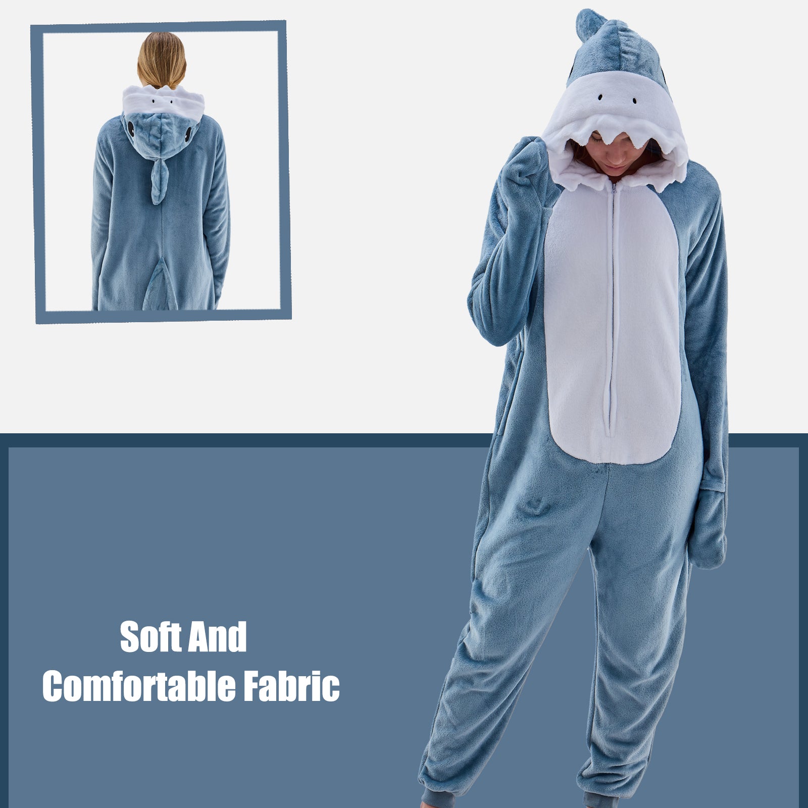 Unisex Adult Onesie Pajamas Shark Animal One Piece Snug Fit Halloween Costume Sleepwear Homewear