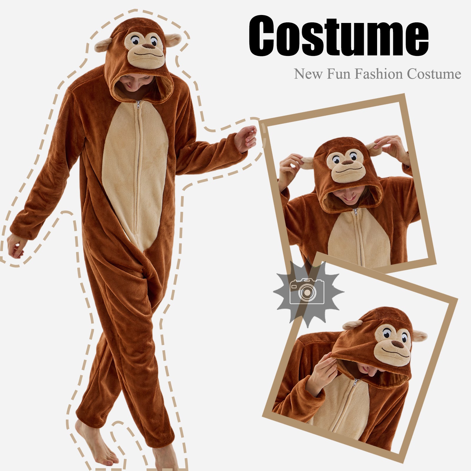 Unisex Adult Onesie Pajamas Animal One Piece Snug Fit Halloween Costume Sleepwear Homewear