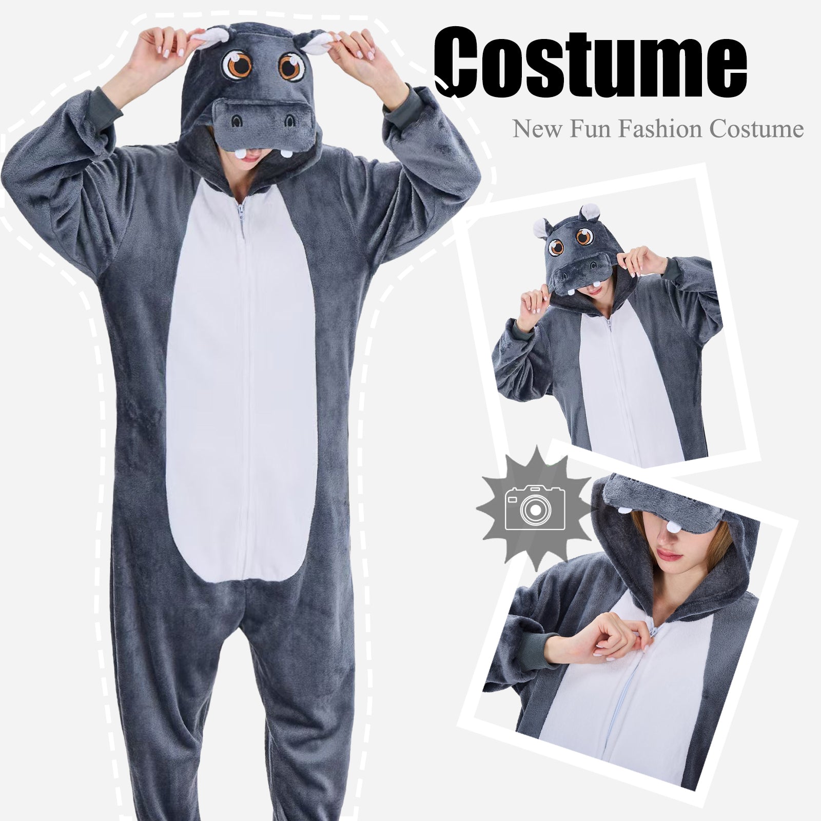 Unisex Adult Onesie Pajamas Animal One Piece Snug Fit Halloween Costume Sleepwear Homewear