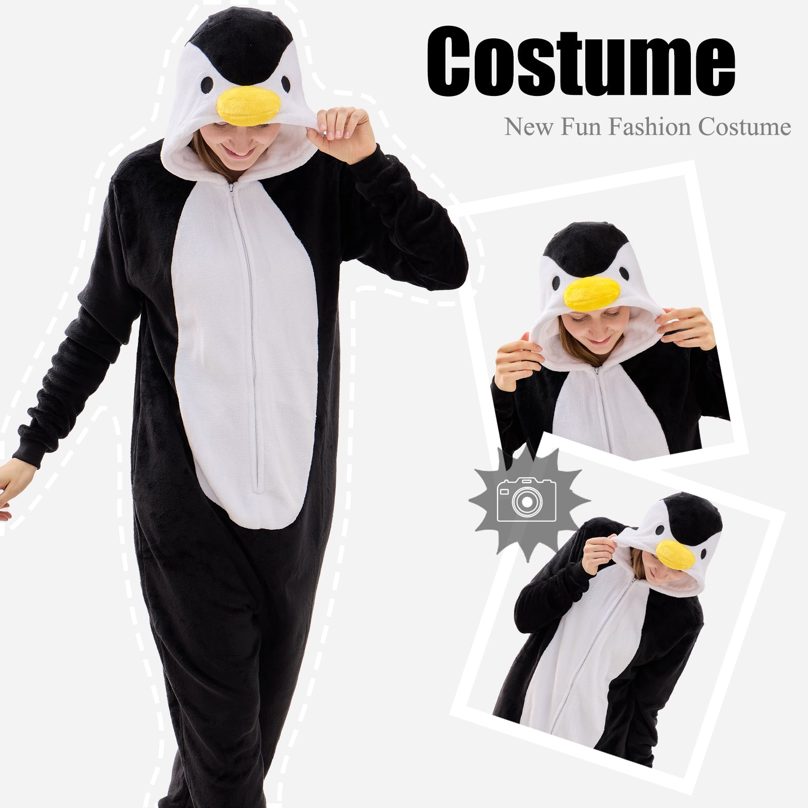 Unisex Adult Onesie Pajamas Animal One Piece Snug Fit Halloween Costume Sleepwear Homewear