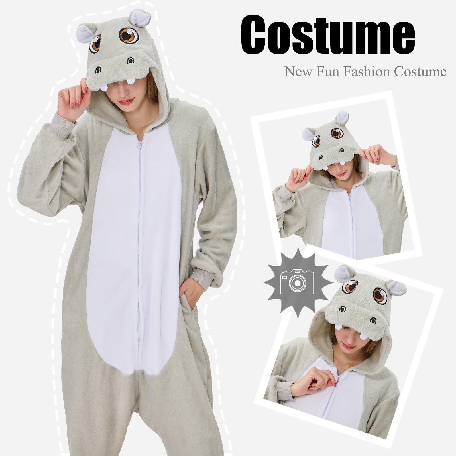 Unisex Adult Onesie Pajamas Animal One Piece Snug Fit Halloween Costume Sleepwear Homewear