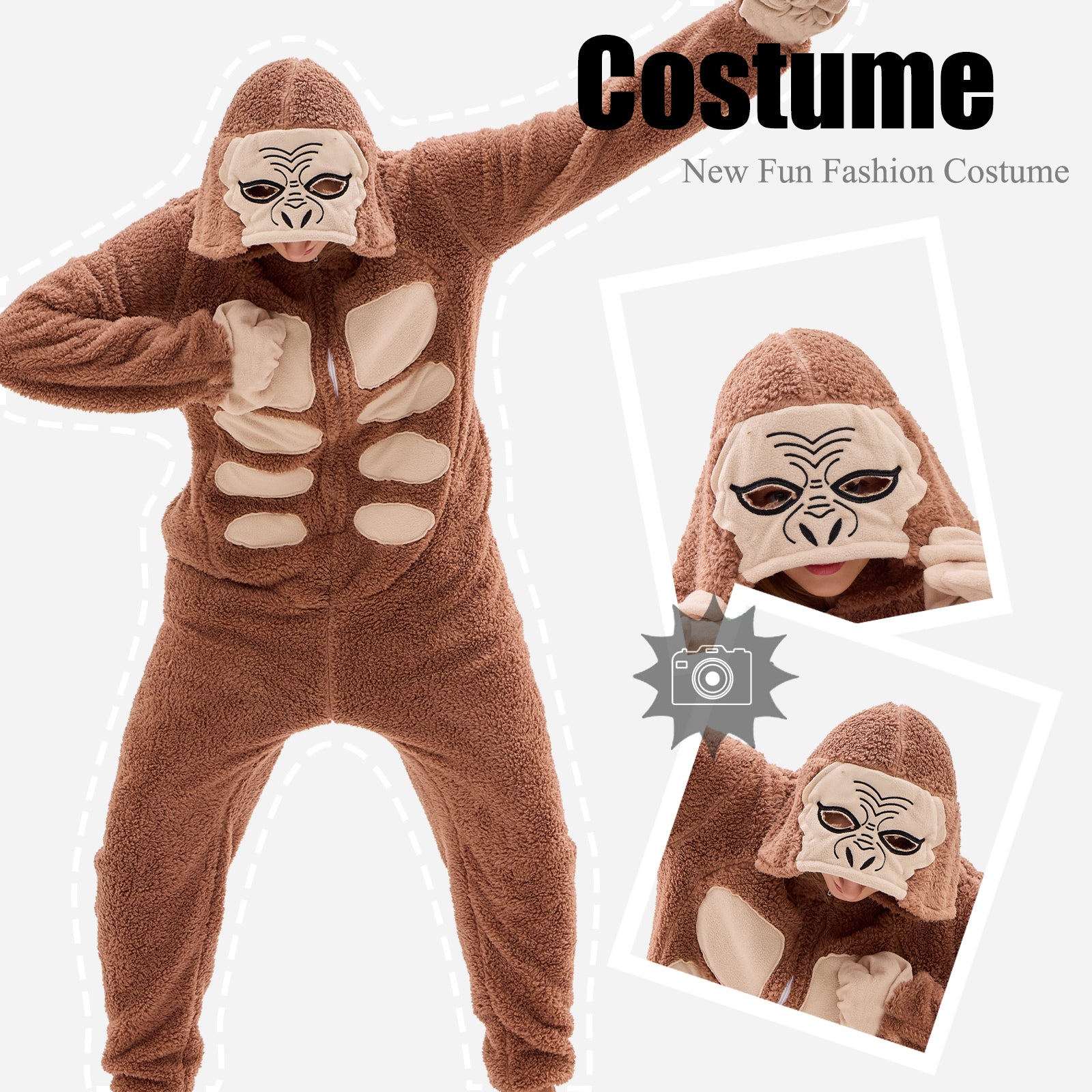 Unisex Adult Onesie Pajamas Animal One Piece Snug Fit Halloween Costume Sleepwear Homewear