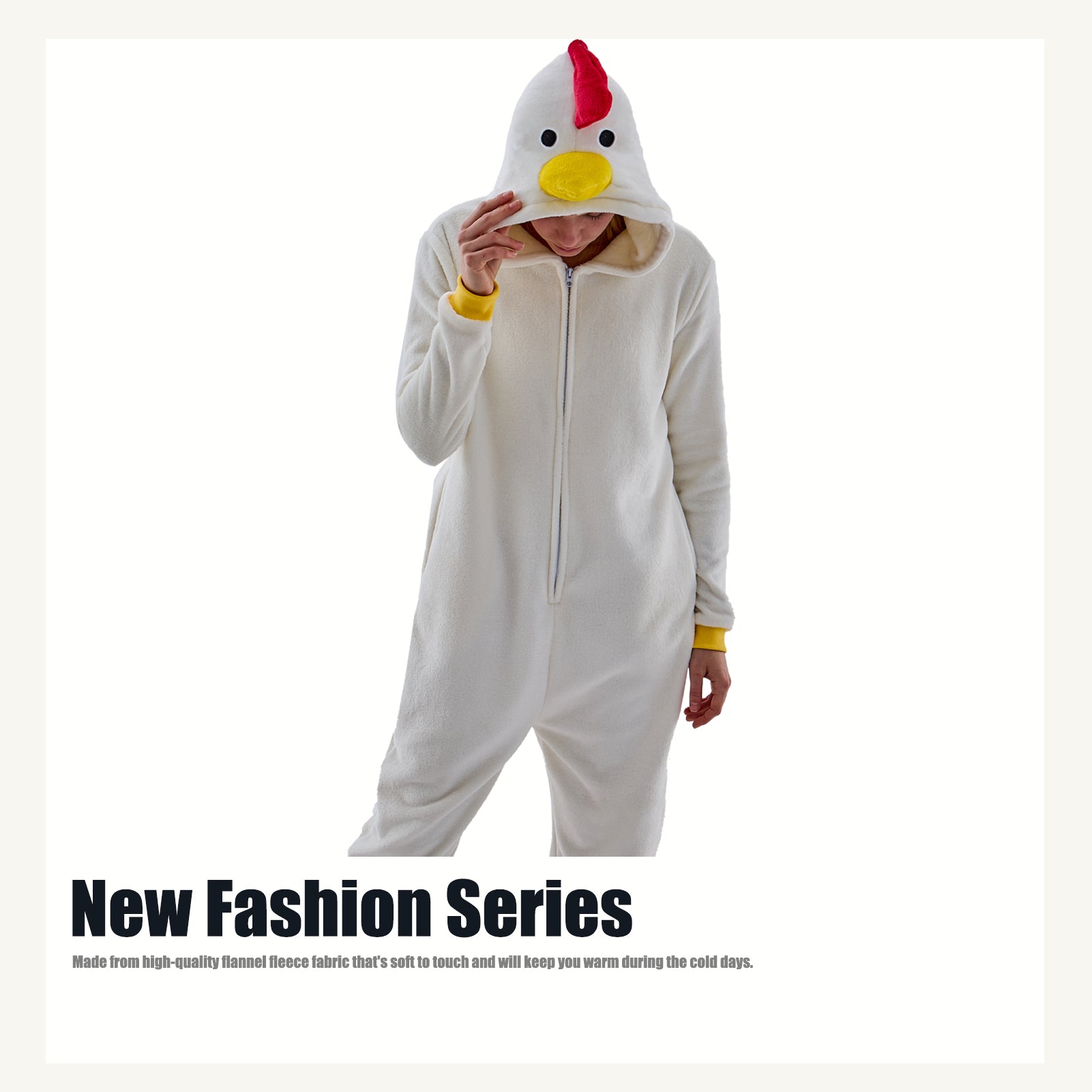 Unisex Adult Onesie Pajamas Chicken Animal One Piece Snug Fit Halloween Costume Sleepwear Homewear