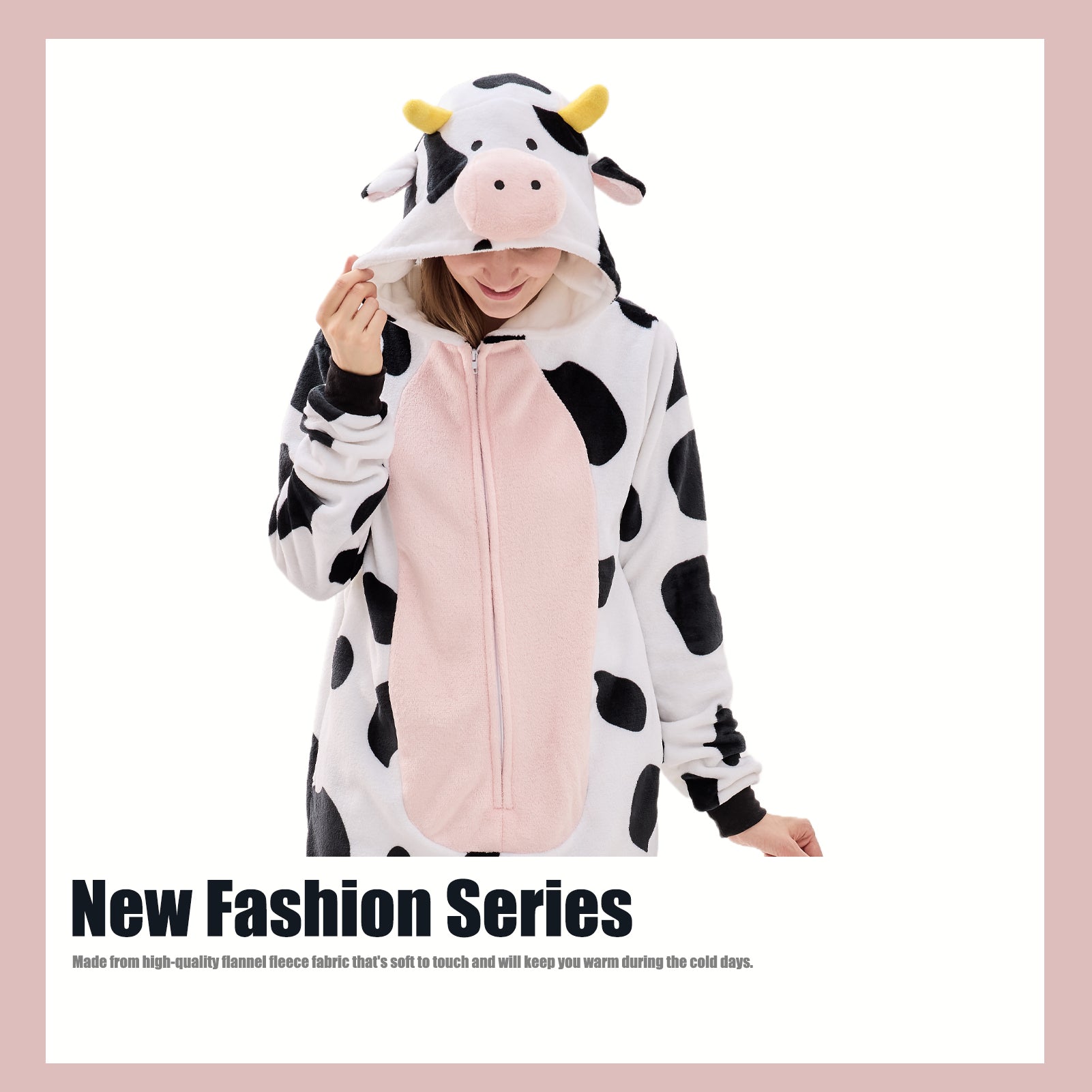 Unisex Adult Onesie Pajamas Cow Animal One Piece Snug Fit Halloween Costume Sleepwear Homewear