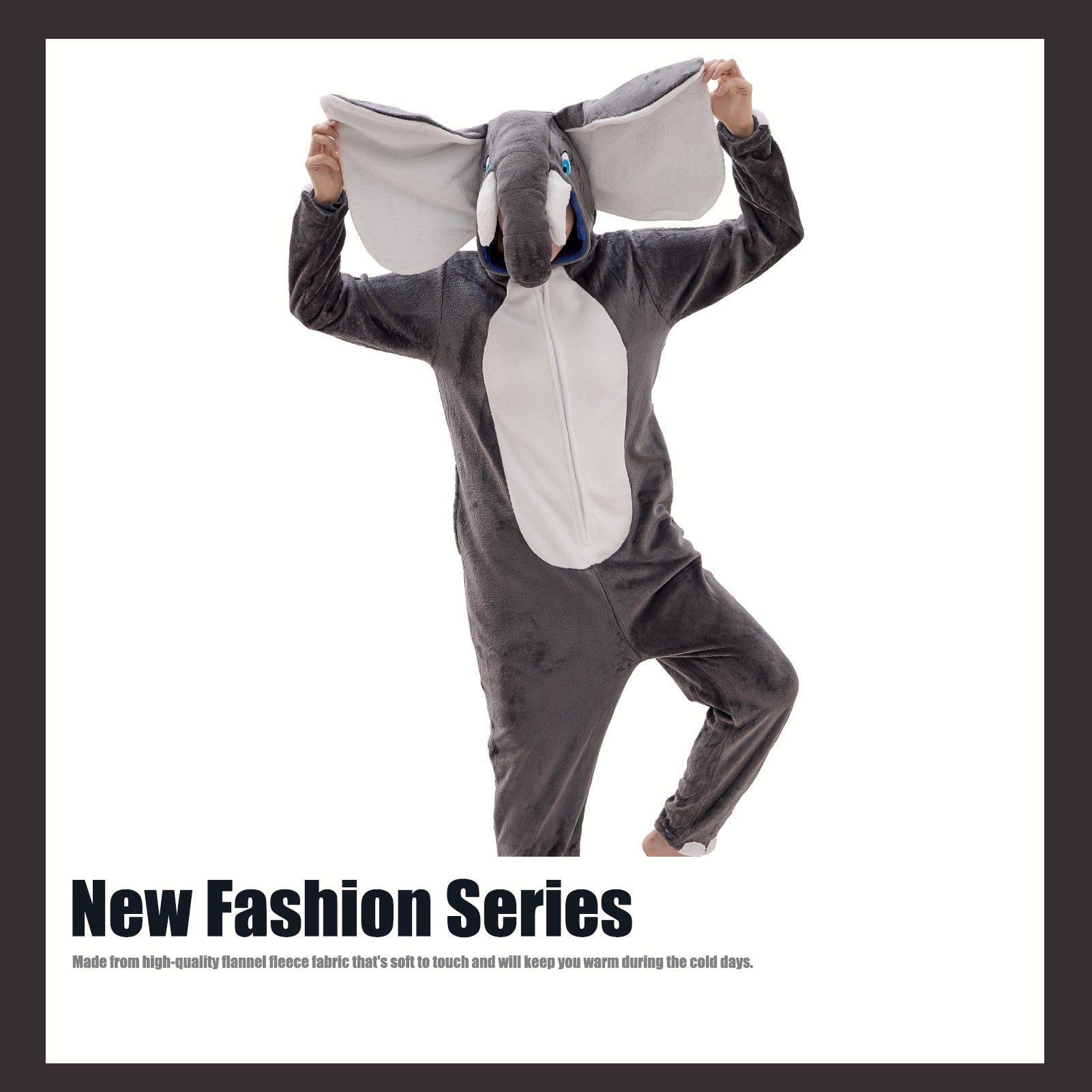 Unisex Adult Onesie Pajamas Elephant Animal One Piece Snug Fit Halloween Costume Sleepwear Homewear