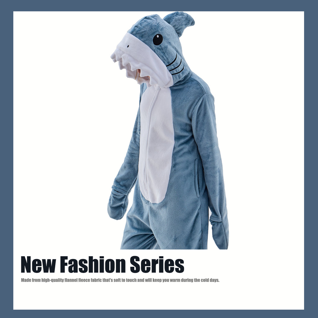 Unisex Adult Onesie Pajamas Shark Animal One Piece Snug Fit Halloween Costume Sleepwear Homewear