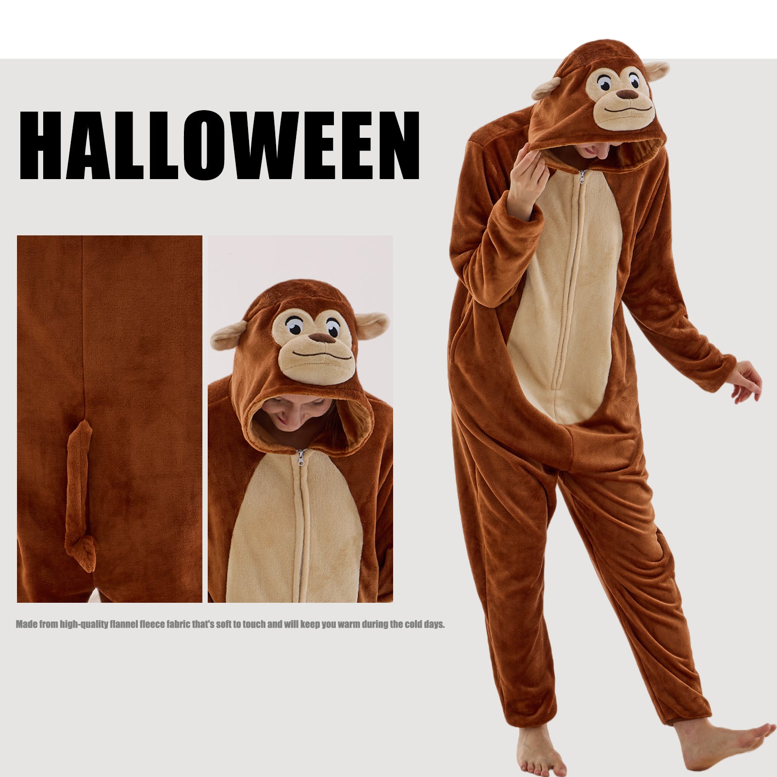 Unisex Adult Onesie Pajamas Animal One Piece Snug Fit Halloween Costume Sleepwear Homewear