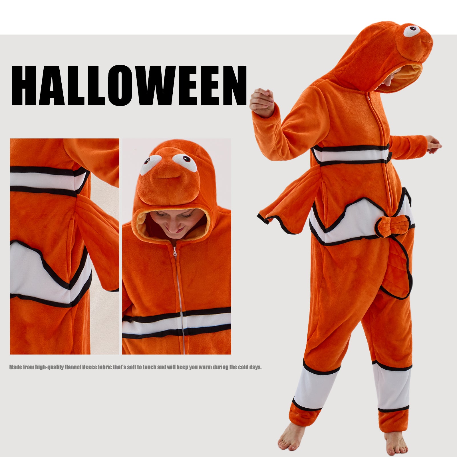 Unisex Adult Onesie Pajamas Animal One Piece Snug Fit Halloween Costume Sleepwear Homewear