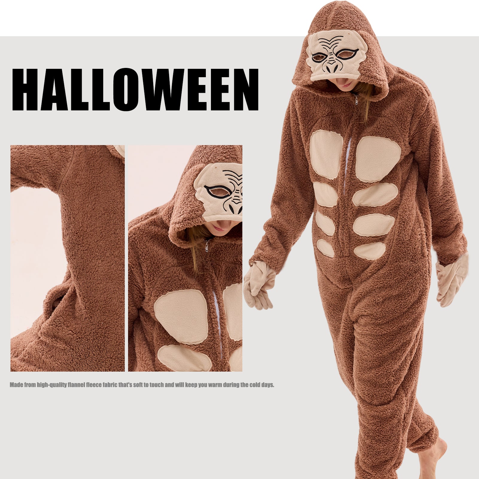 Unisex Adult Onesie Pajamas Animal One Piece Snug Fit Halloween Costume Sleepwear Homewear