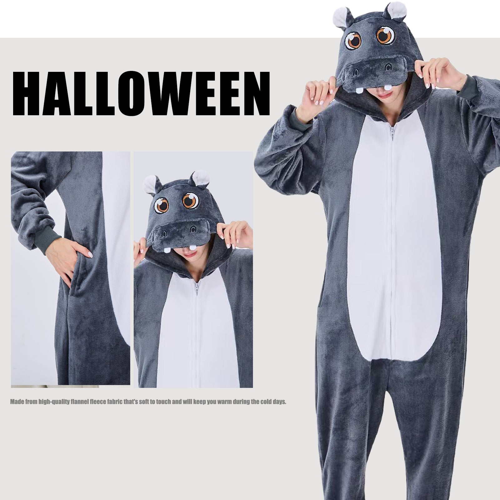 Unisex Adult Onesie Pajamas Animal One Piece Snug Fit Halloween Costume Sleepwear Homewear