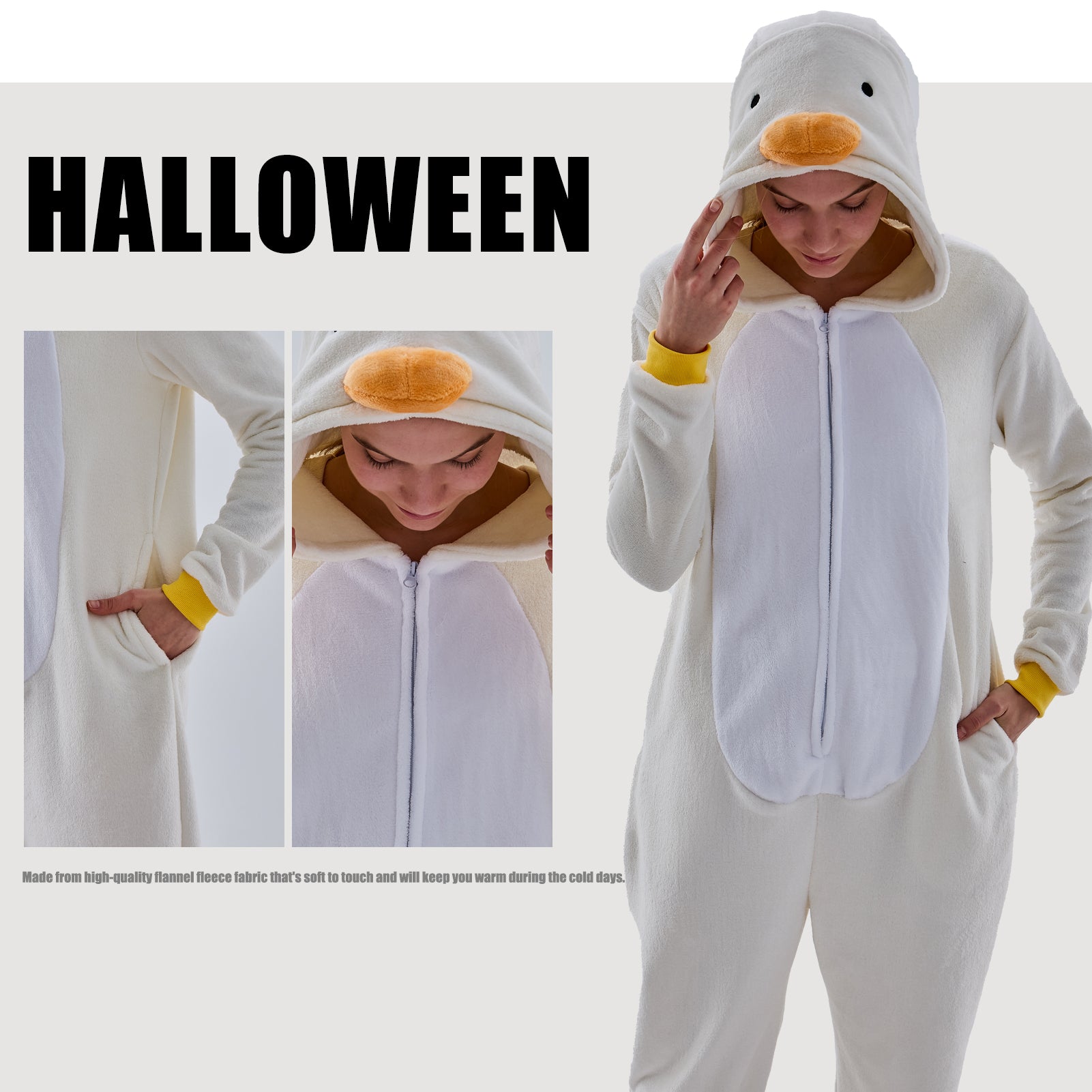Unisex Adult Onesie Pajamas Duck Animal One Piece Snug Fit Halloween Costume Sleepwear Homewear