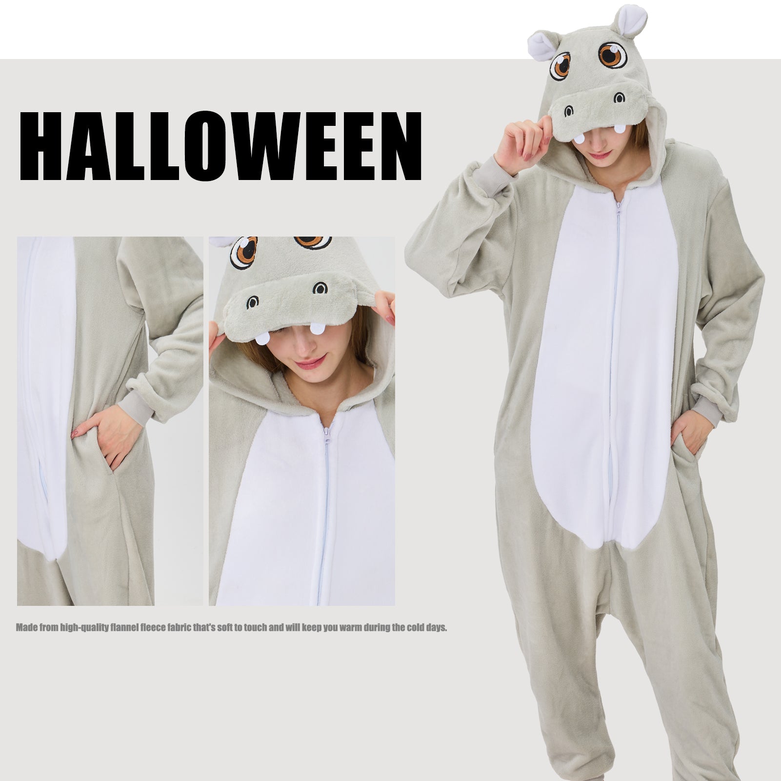 Unisex Adult Onesie Pajamas Animal One Piece Snug Fit Halloween Costume Sleepwear Homewear