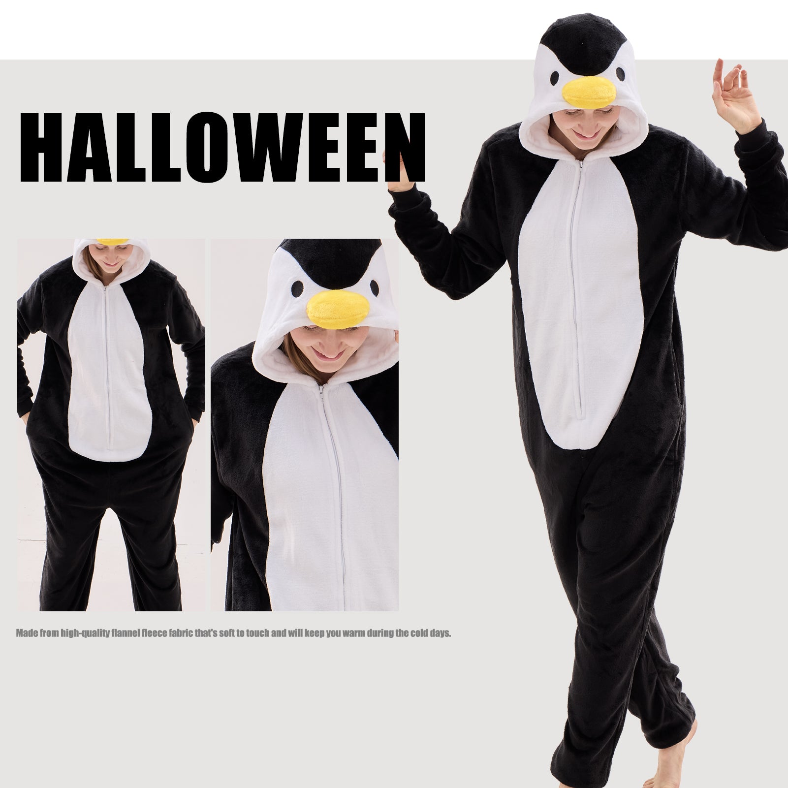 Unisex Adult Onesie Pajamas Animal One Piece Snug Fit Halloween Costume Sleepwear Homewear