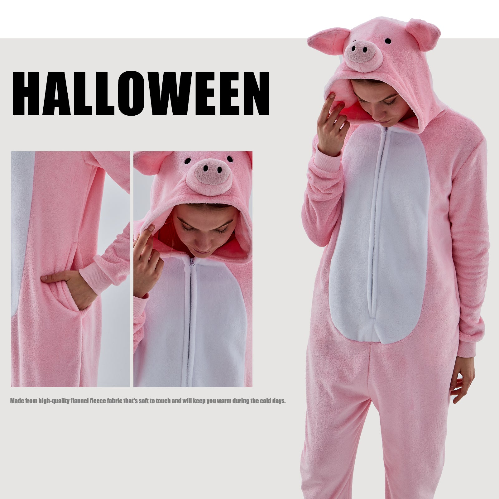 Unisex Adult Onesie Pajamas Animal One Piece Snug Fit Halloween Costume Sleepwear Homewear
