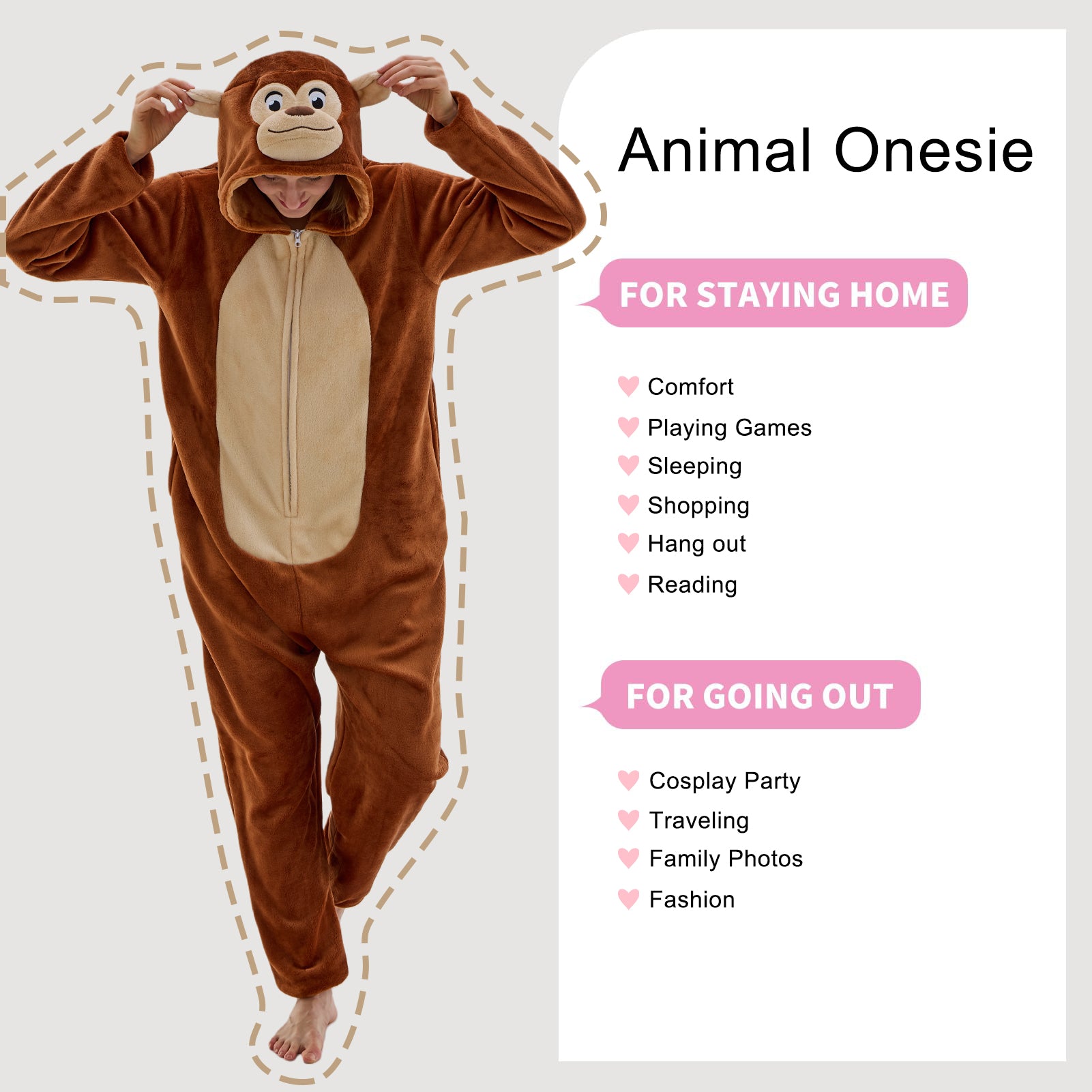 Unisex Adult Onesie Pajamas Animal One Piece Snug Fit Halloween Costume Sleepwear Homewear