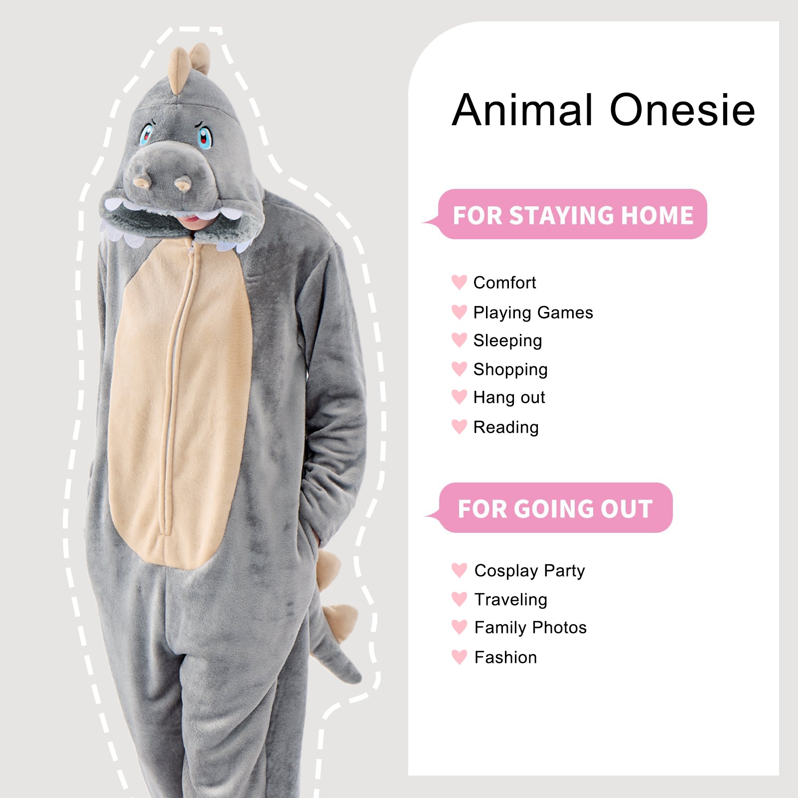 Unisex Adult Onesie Pajamas Animal One Piece Snug Fit Halloween Costume Sleepwear Homewear