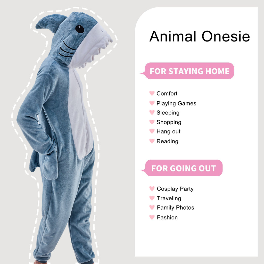 Unisex Adult Onesie Pajamas Shark Animal One Piece Snug Fit Halloween Costume Sleepwear Homewear