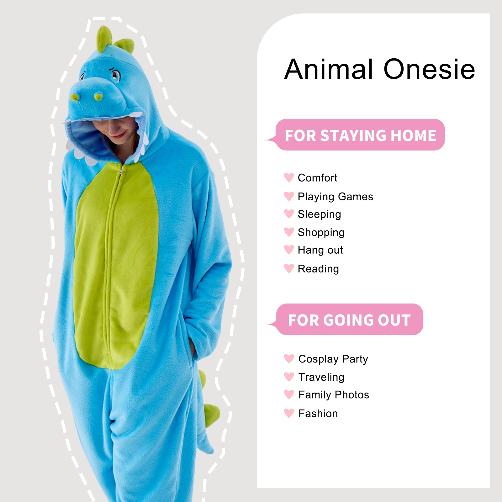 Unisex Adult Onesie Pajamas Animal One Piece Snug Fit Halloween Costume Sleepwear Homewear