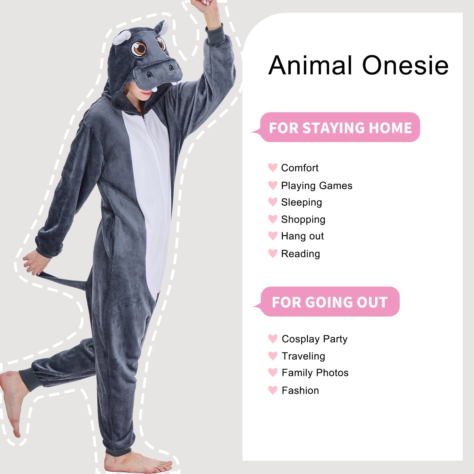 Unisex Adult Onesie Pajamas Animal One Piece Snug Fit Halloween Costume Sleepwear Homewear